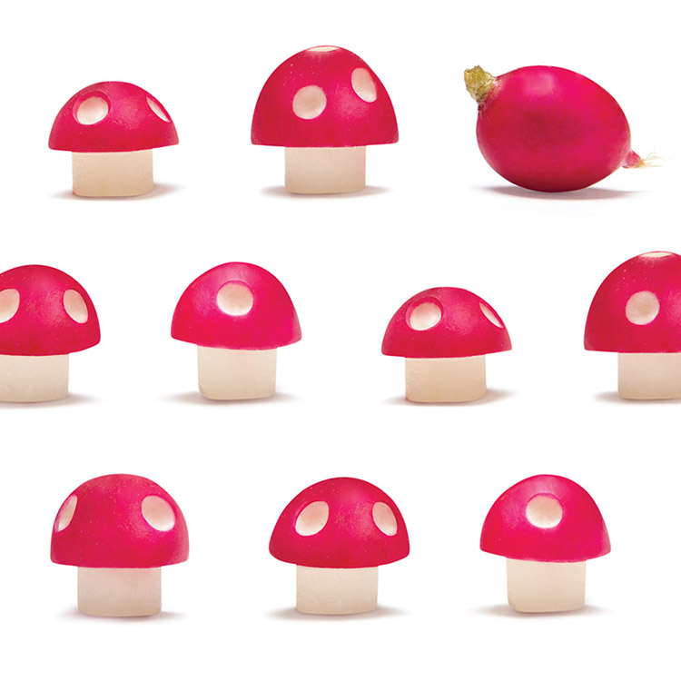 Kitchen Tool That Turns Radishes into Mario Power-Up Mushrooms