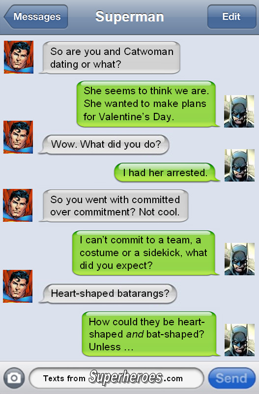 Valentines Day Texts from Superheroes