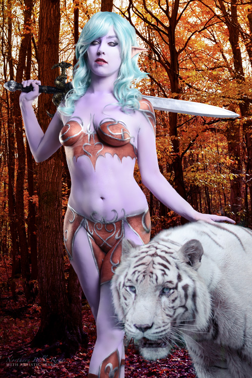 Tyrande from Warcraft Body Paint