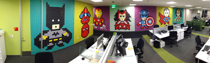 Incredible Post-it Note Superhero Mural at Office