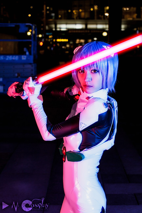 Rei with a lightsaber