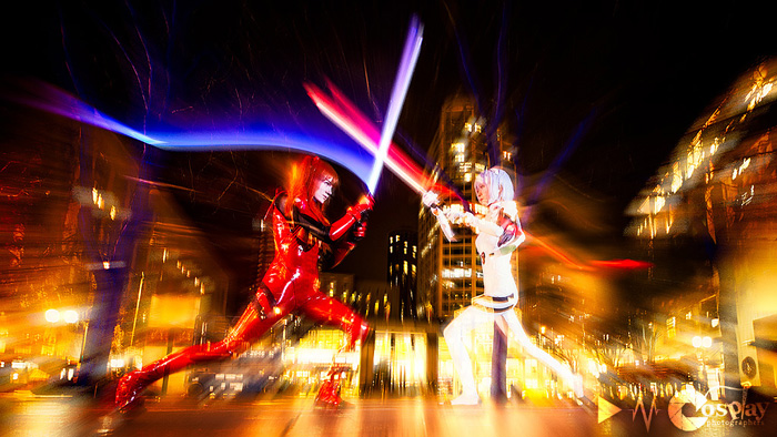 Rei with a lightsaber